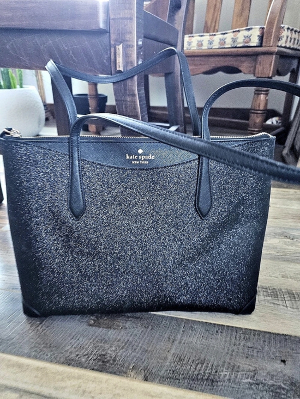 Kate Spade Joeley Glitter Large Tote Black